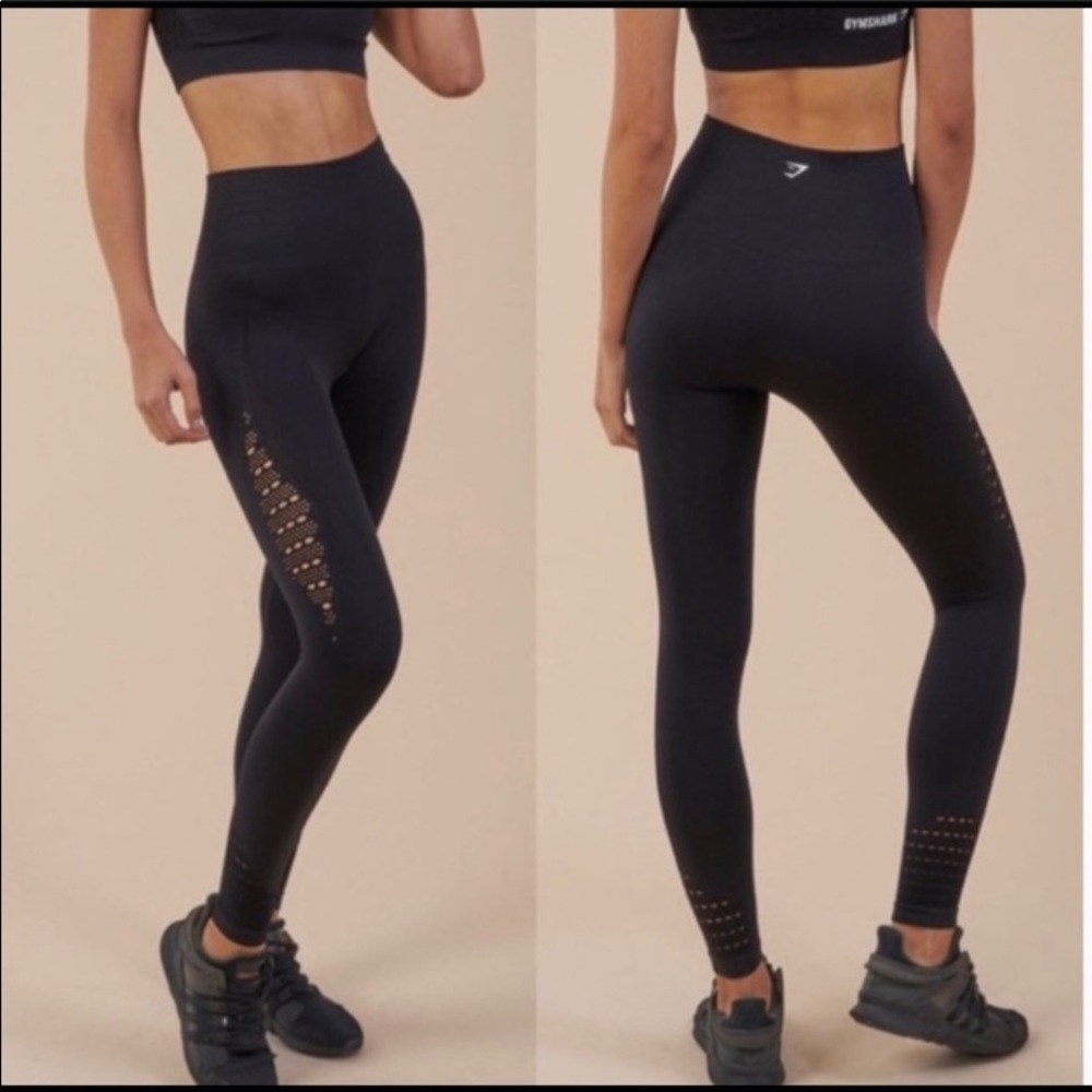 Gymshark Black Leggings with Perforated Design